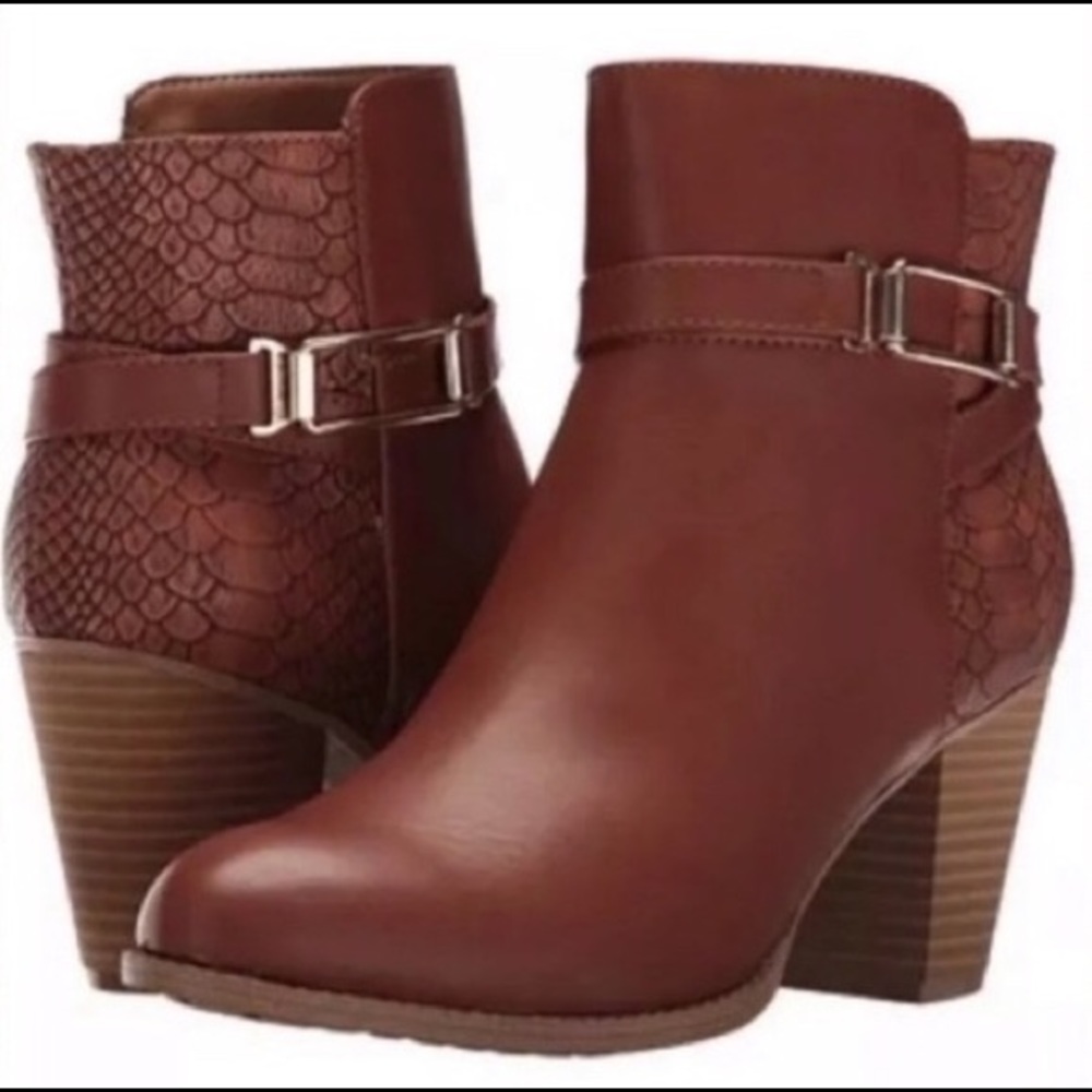 brown heel low boots